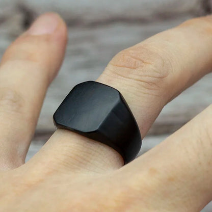 GeoBlack Square Ring